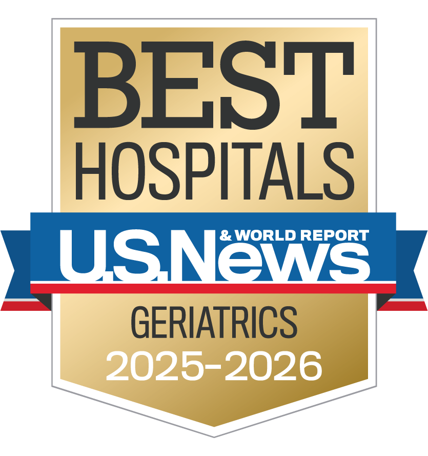 2025-26 US News and World Report Best Hospitals Survey Geriatrics Badge